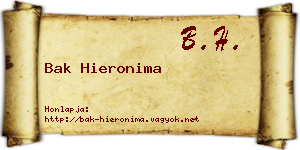 Bak Hieronima névjegykártya